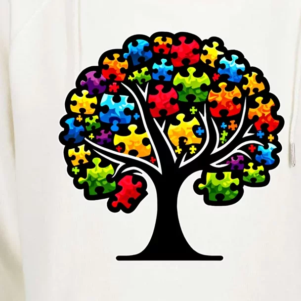 Tree Of Life Autism Awareness Month Funny Asd Supporter Gift Womens Funnel Neck Pullover Hood