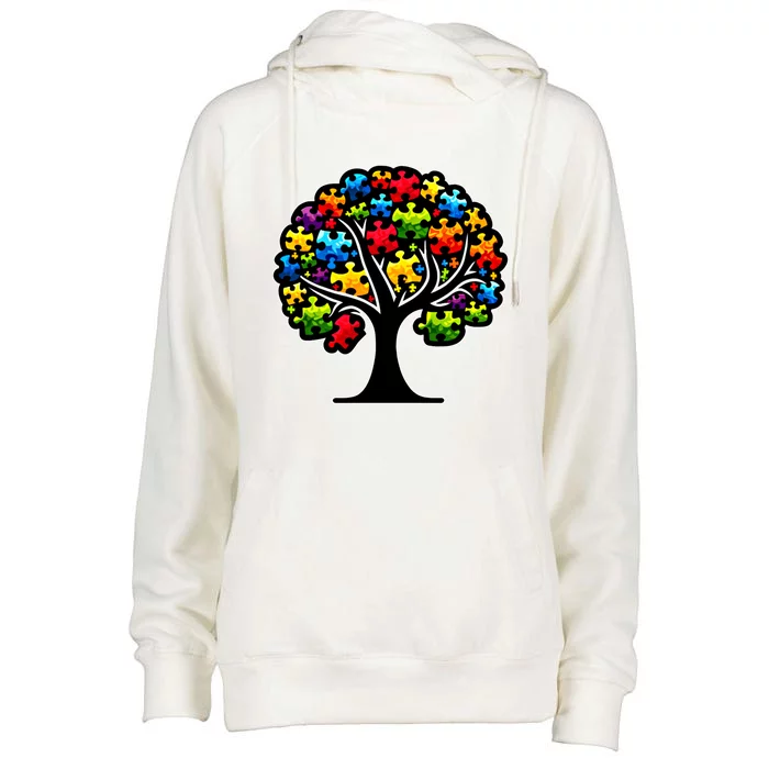 Tree Of Life Autism Awareness Month Funny Asd Supporter Gift Womens Funnel Neck Pullover Hood