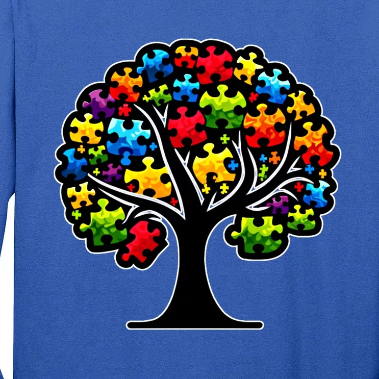 Tree Of Life Autism Awareness Month Funny Asd Supporter Gift Tall Long Sleeve T-Shirt