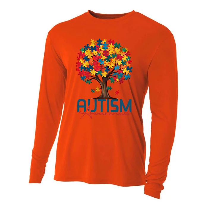 Tree Of Life Autism Awareness Month Funny Asd Supporter Gift Cooling Performance Long Sleeve Crew