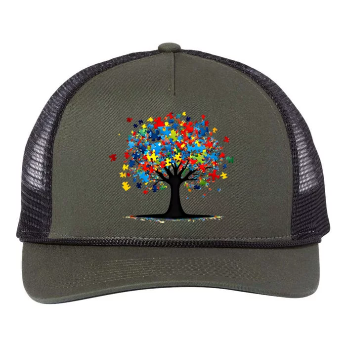 Tree Of Life Autism Awareness Day Autistic Gift Retro Rope Trucker Hat Cap