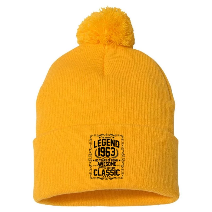 The Original Legend 1963 60th Birthday Pom Pom 12in Knit Beanie