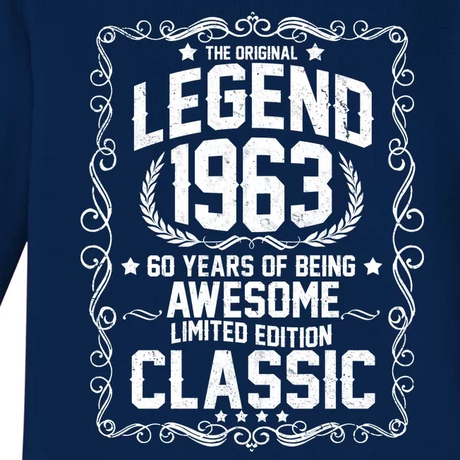 The Original Legend 1963 60th Birthday Baby Long Sleeve Bodysuit