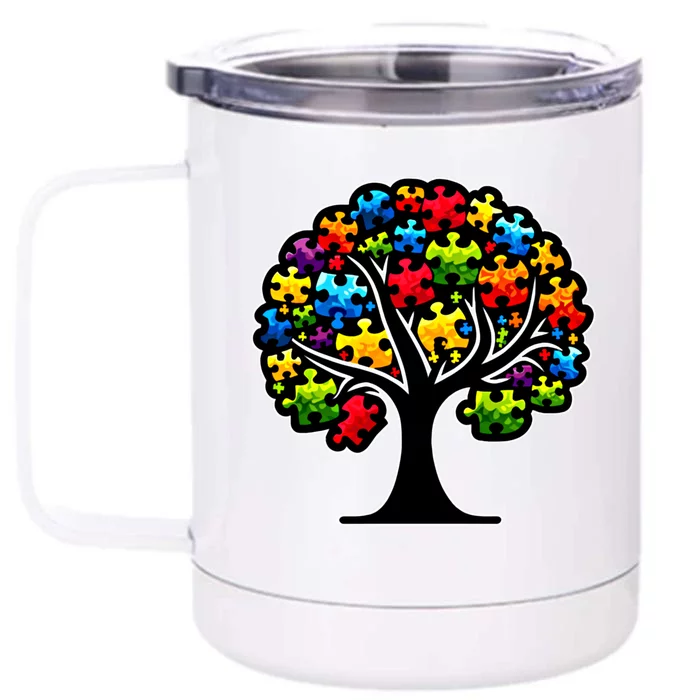 Tree Of Life Autism Awareness Month Funny Asd Supporter Gift Front & Back 12oz Stainless Steel Tumbler Cup