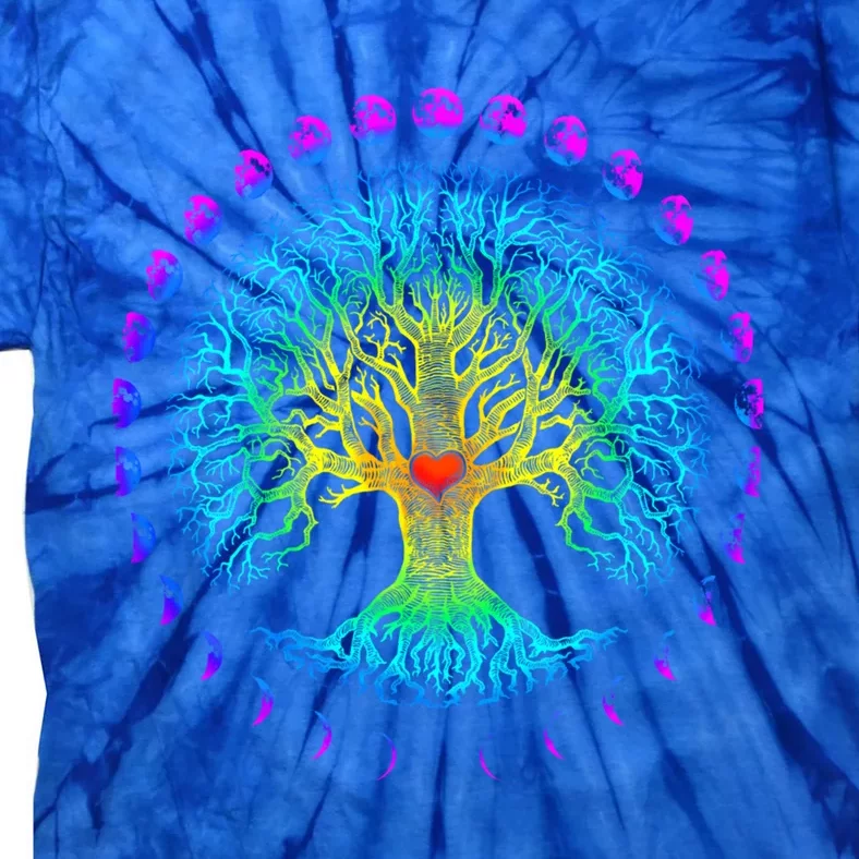 Tree Of Life Phases Of The Moon Gift Tie-Dye T-Shirt