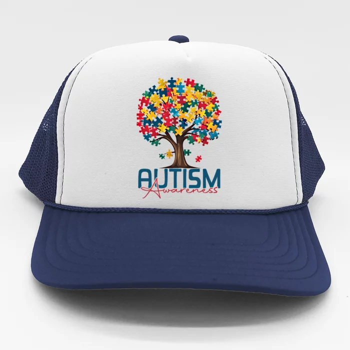 Tree Of Life Autism Awareness Month Funny Asd Supporter Gift Trucker Hat