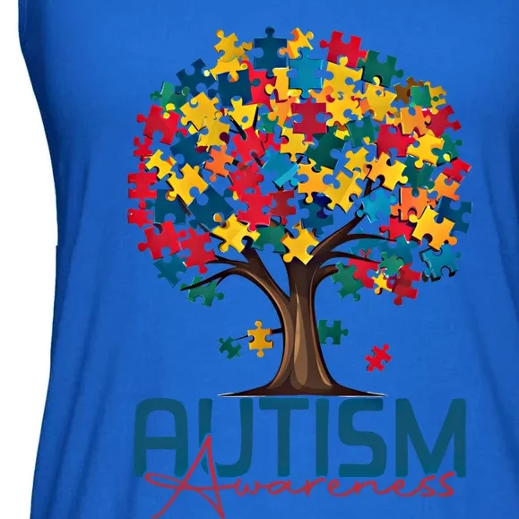 Tree Of Life Autism Awareness Month Funny Asd Supporter Gift Ladies Essential Flowy Tank