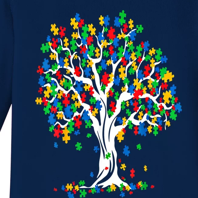 Tree Of Life Autism Awareness Month Funny Asd Supporter Funny Gift Baby Long Sleeve Bodysuit