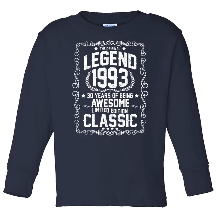 The Original Legend 1993 30th Birthday Toddler Long Sleeve Shirt