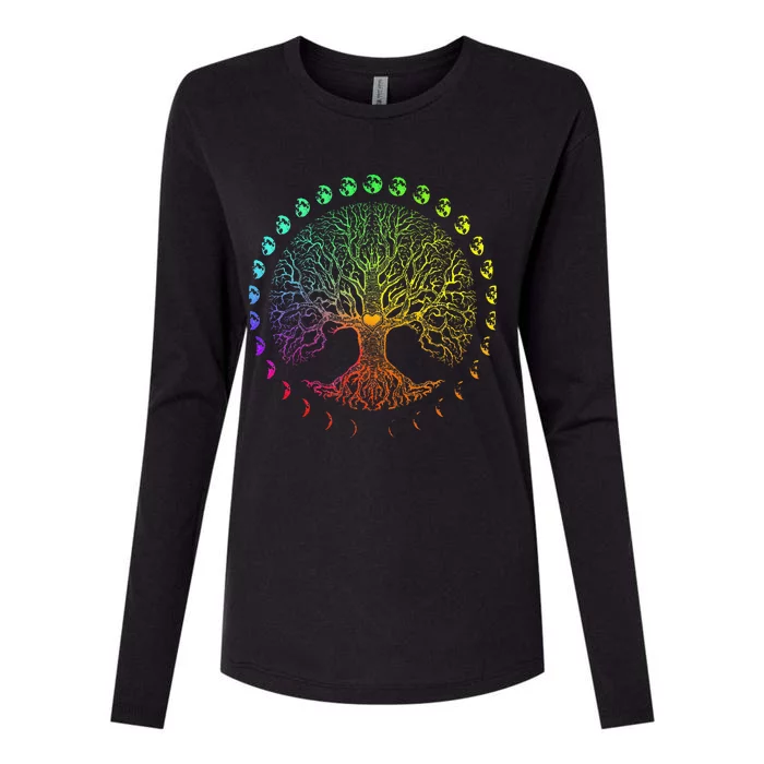 Tree Of Life Phases Of The Moon Gift Womens Cotton Relaxed Long Sleeve T-Shirt