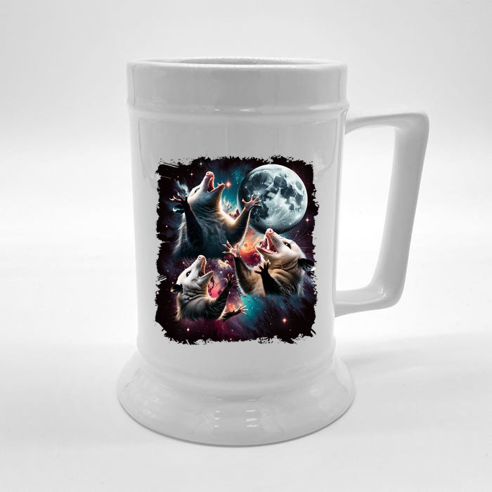 Three Opossum Moon | 3 Possum Moon Funny Weird Cursed Meme Front & Back Beer Stein