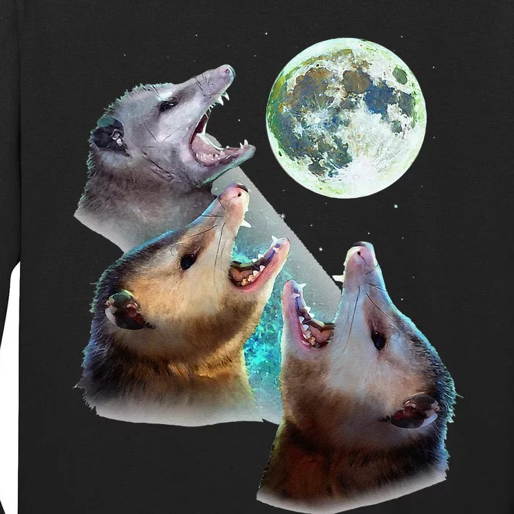 Three Opposum Moon With 3 Possums And Dead Moon Costume Tall Long Sleeve T-Shirt