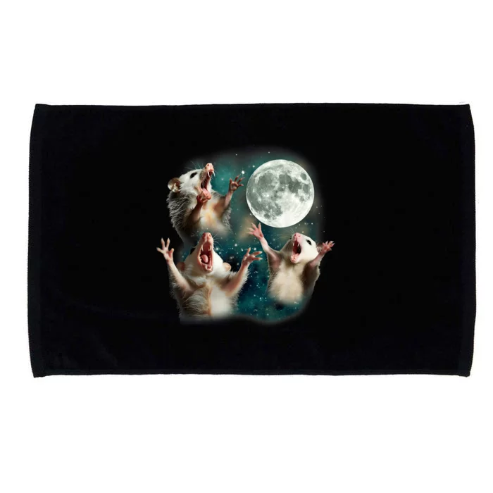 Three Opposum Moon 3 Possum Dead Moon Weird Cursed Meme Microfiber Hand Towel