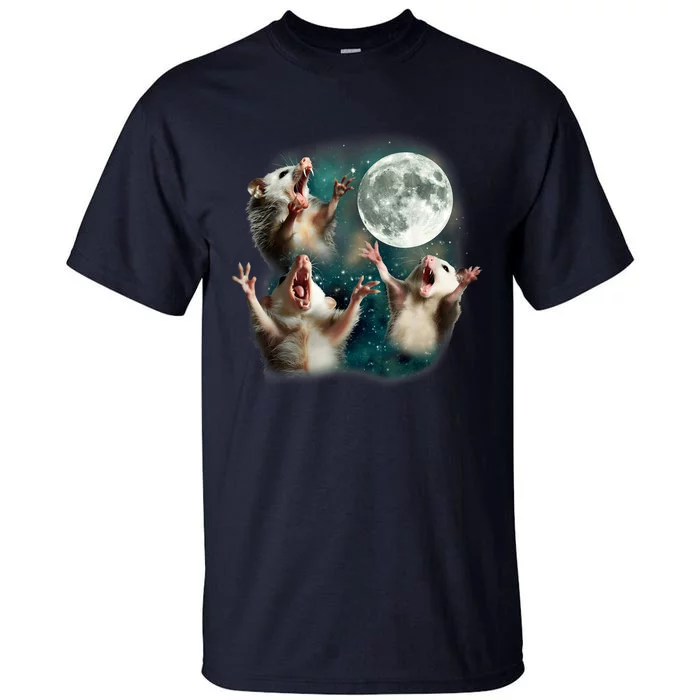 Three Opposum Moon 3 Possum Dead Moon Weird Cursed Meme Tall T-Shirt