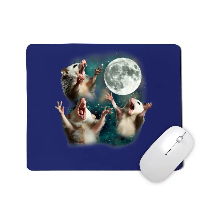 Three Opposum Moon 3 Possum Dead Moon Weird Cursed Meme Mousepad