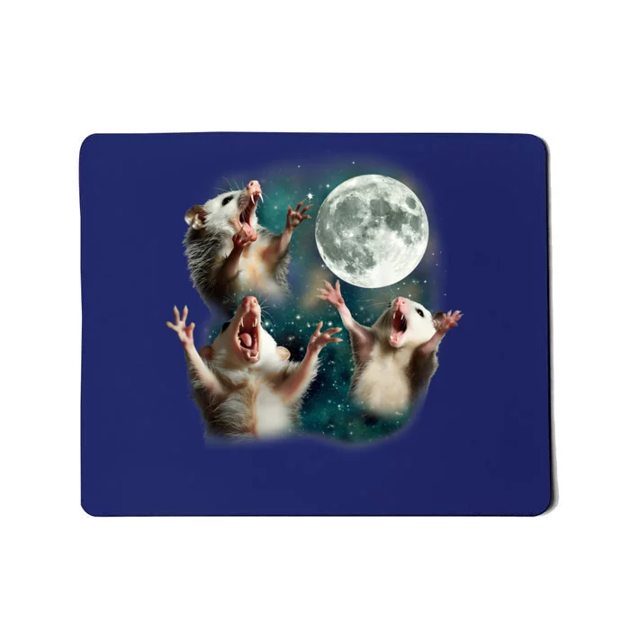 Three Opposum Moon 3 Possum Dead Moon Weird Cursed Meme Mousepad