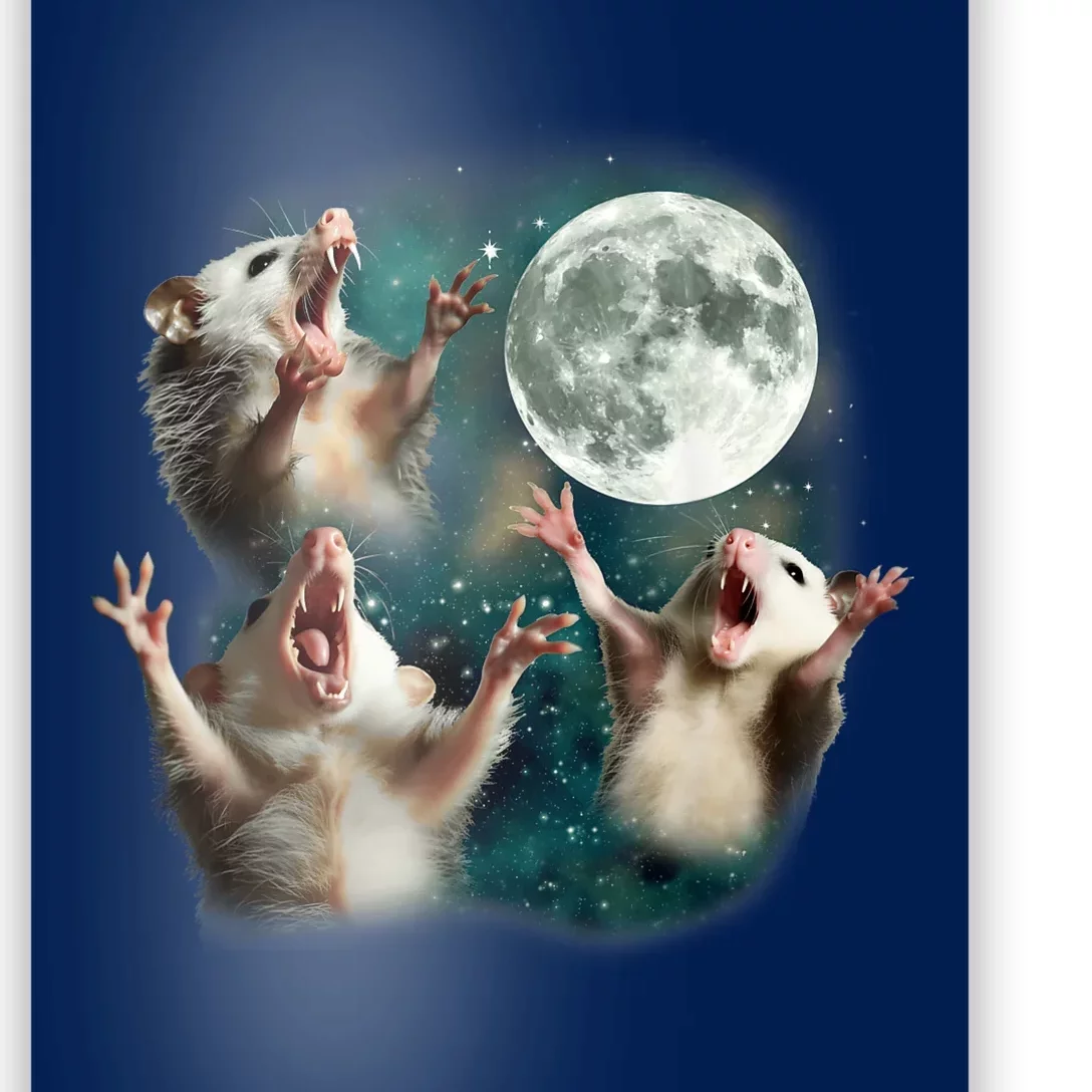 Three Opposum Moon 3 Possum Dead Moon Weird Cursed Meme Poster