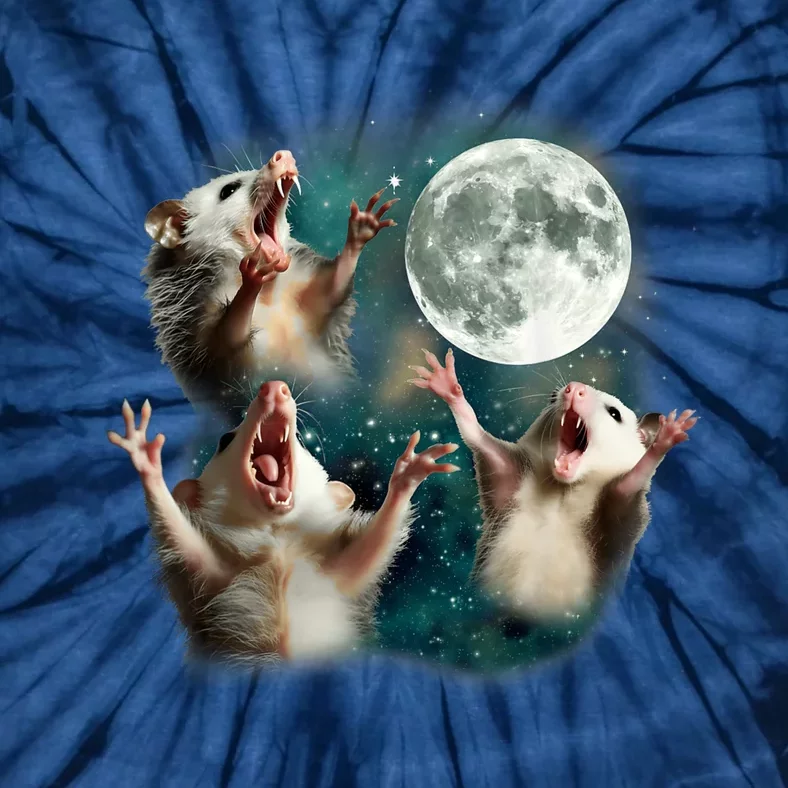 Three Opposum Moon 3 Possum Dead Moon Weird Cursed Meme Tie-Dye T-Shirt