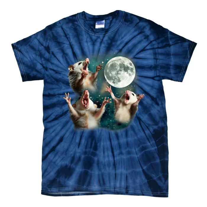 Three Opposum Moon 3 Possum Dead Moon Weird Cursed Meme Tie-Dye T-Shirt