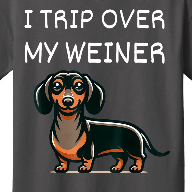 Tripping Over My Weiner Funny Dachshund Doxie Weiner Gift Kids T-Shirt