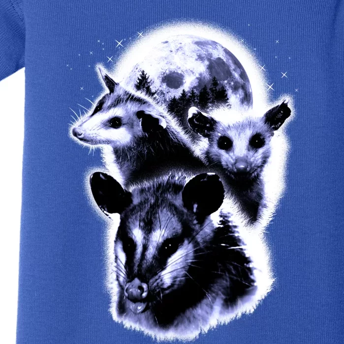 Three Opossum Moon With 3 Possums And Dead Moon Gift Baby Bodysuit