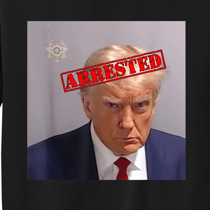 Trump Official Mugshot Arrested Funny Tall Sweatshirt