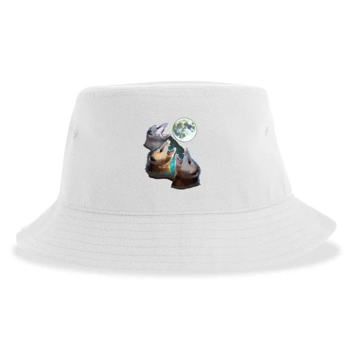 Three Opposum Moon With 3 Possums And Dead Moon Costume Sustainable Bucket Hat