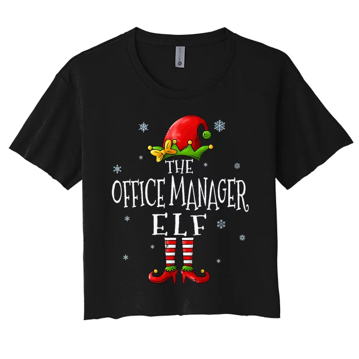 The Office Manager Elf Squad Funny Groupe Matching Christmas Women's Crop Top Tee