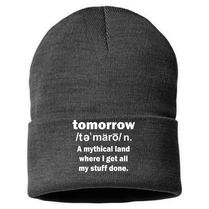 Tomorrow Definition Funny Sustainable Knit Beanie