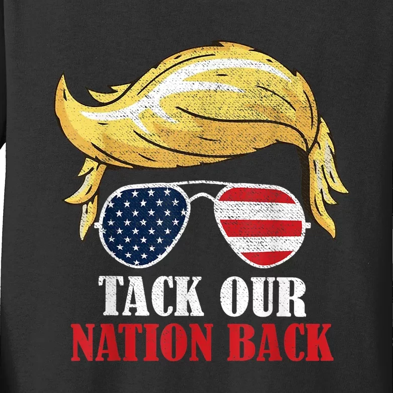 Take Our Nation Back Trump 2024 Election American Flag Kids Long Sleeve Shirt