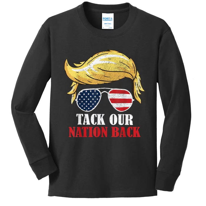 Take Our Nation Back Trump 2024 Election American Flag Kids Long Sleeve Shirt