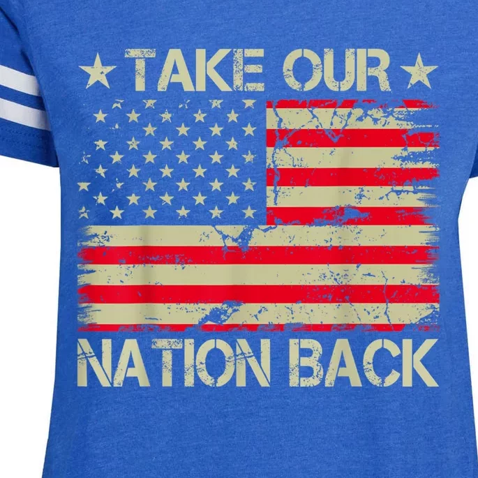 Take Our Nation Back Trump 2024 Election Pro Trump US Flag Enza Ladies Jersey Football T-Shirt