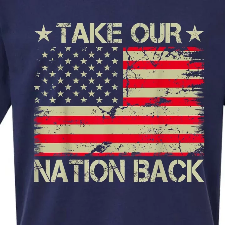 Take Our Nation Back Trump 2024 Election Pro Trump US Flag Sueded Cloud Jersey T-Shirt