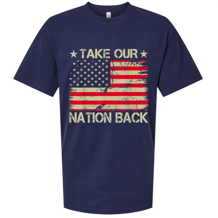 Take Our Nation Back Trump 2024 Election Pro Trump US Flag Sueded Cloud Jersey T-Shirt