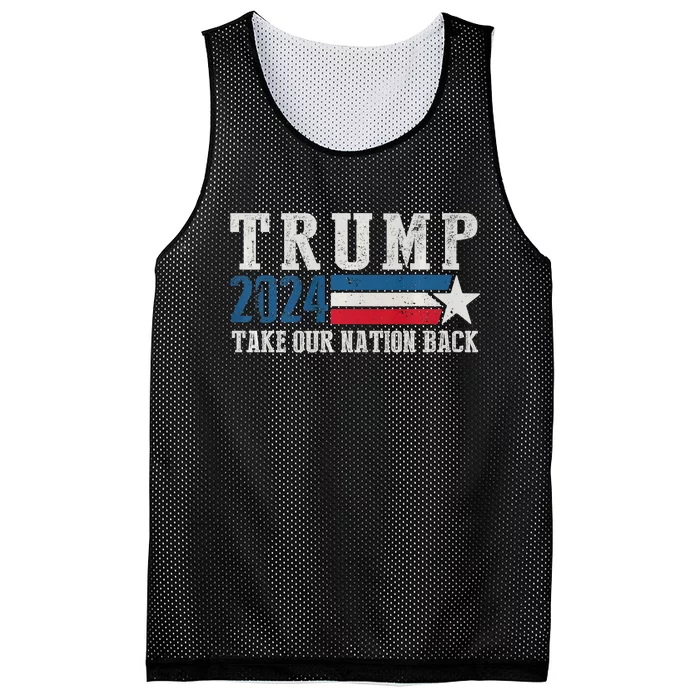 Take Our Nation Back Trump 2024 Election Pro Trump US Flag Mesh Reversible Basketball Jersey Tank