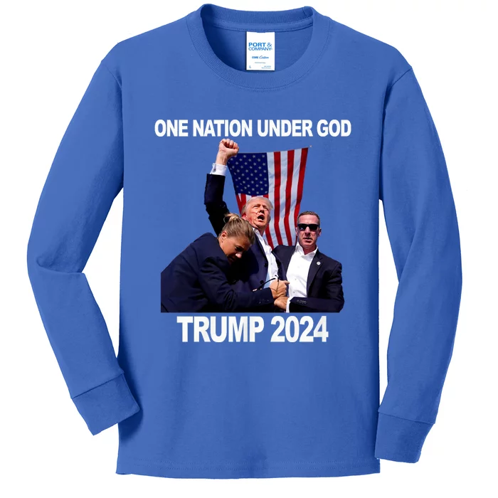 Trump One Nation Under God Trump 2024 Fight 2024 Kids Long Sleeve Shirt