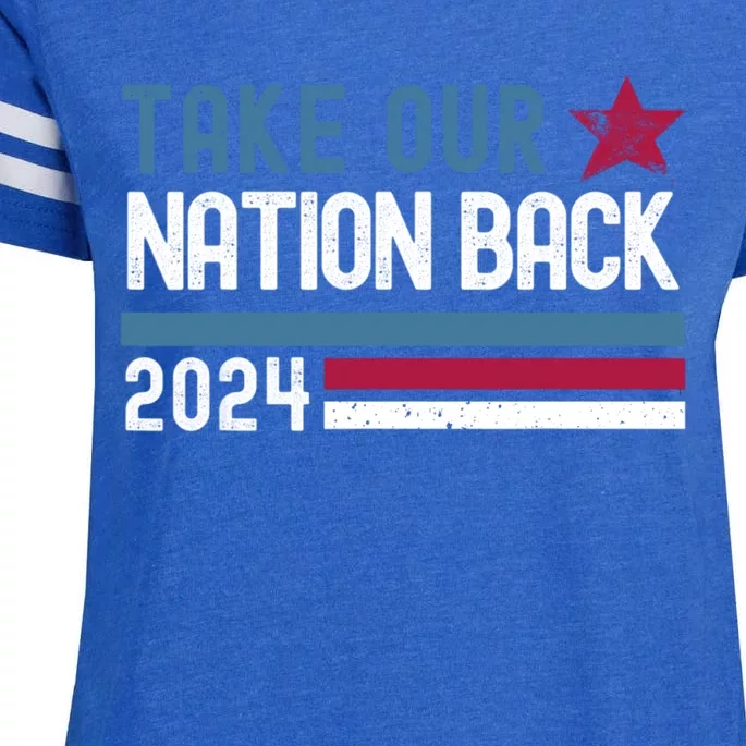 Take Our Nation Back Trump 2024 Election Pro Trump US Flag Enza Ladies Jersey Football T-Shirt