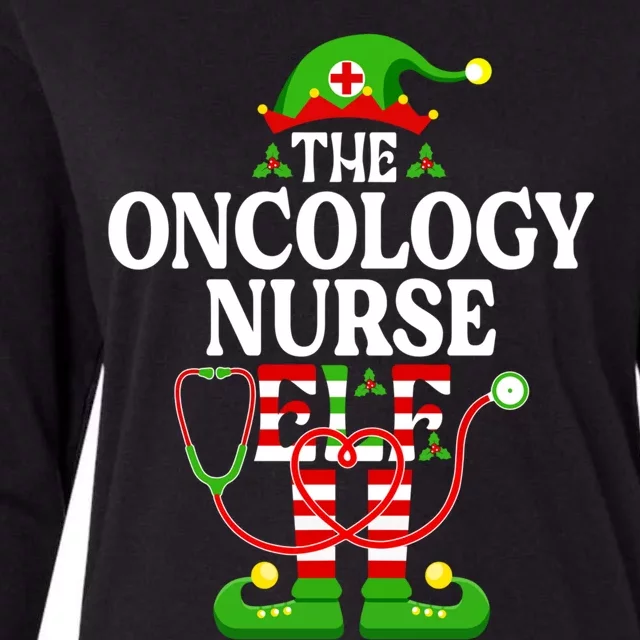 The Oncology Nurse Elf Cute Gift Funny Christmas Family Matching Gift Womens Cotton Relaxed Long Sleeve T-Shirt