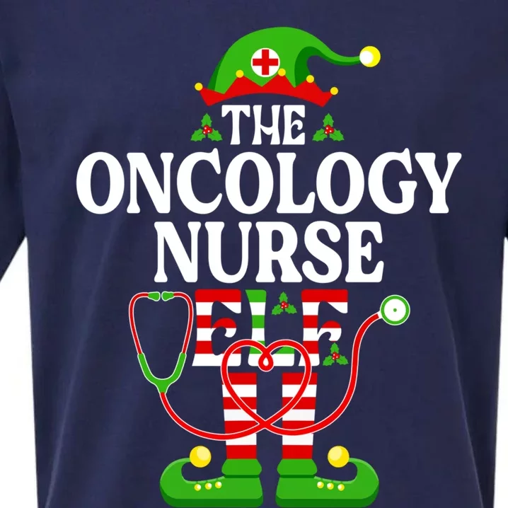 The Oncology Nurse Elf Cute Gift Funny Christmas Family Matching Gift Sueded Cloud Jersey T-Shirt