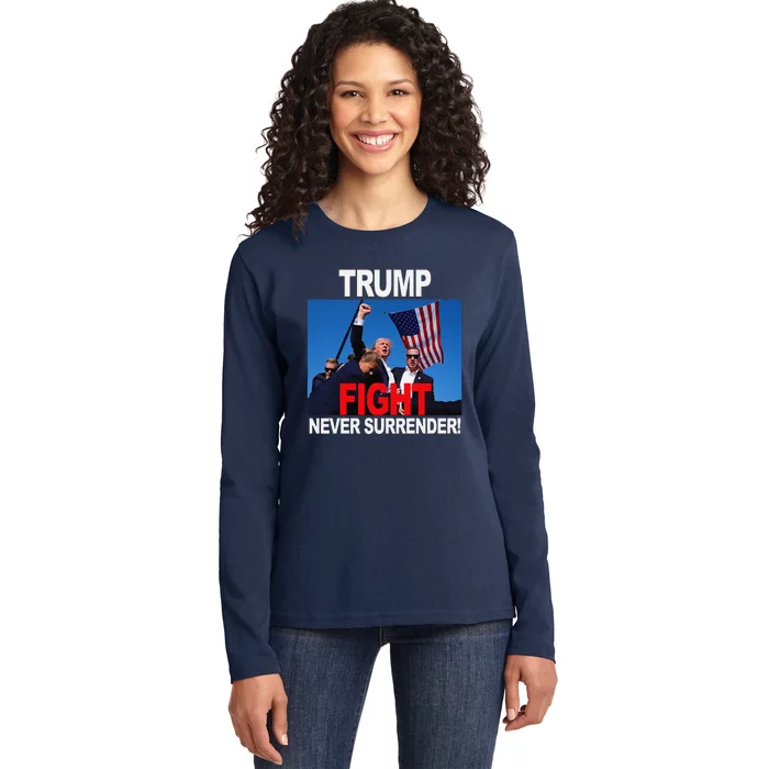 Trump One Nation Under God Trump 2024 Fight 2024 Ladies Long Sleeve Shirt