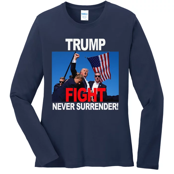 Trump One Nation Under God Trump 2024 Fight 2024 Ladies Long Sleeve Shirt