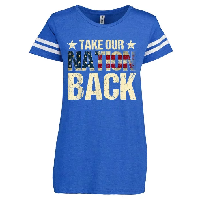 Take Our Nation Back Trump 2024 Election Pro Trump US Flag Enza Ladies Jersey Football T-Shirt