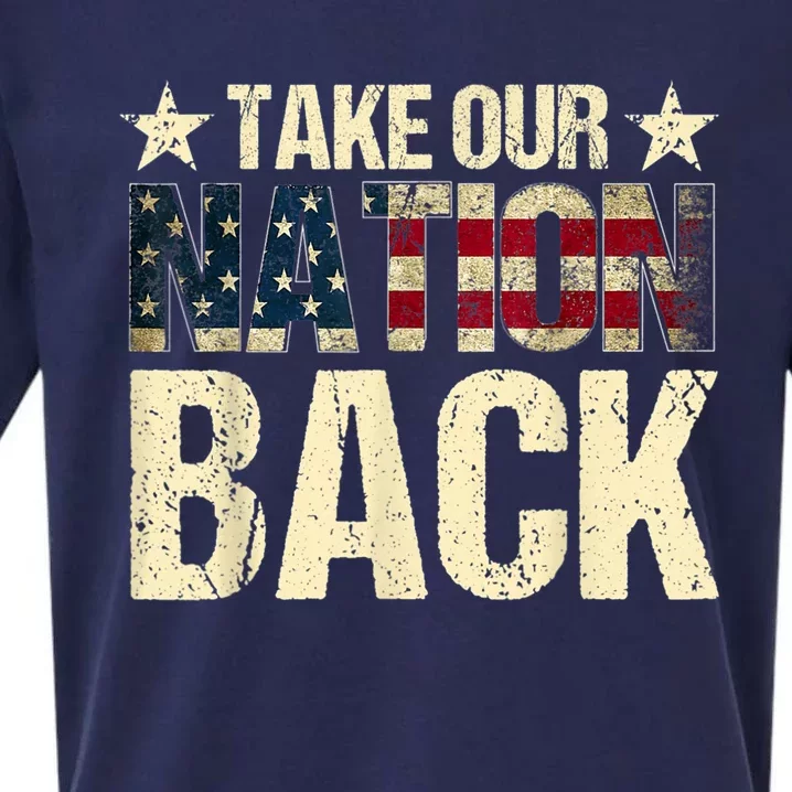 Take Our Nation Back Trump 2024 Election Pro Trump US Flag Sueded Cloud Jersey T-Shirt