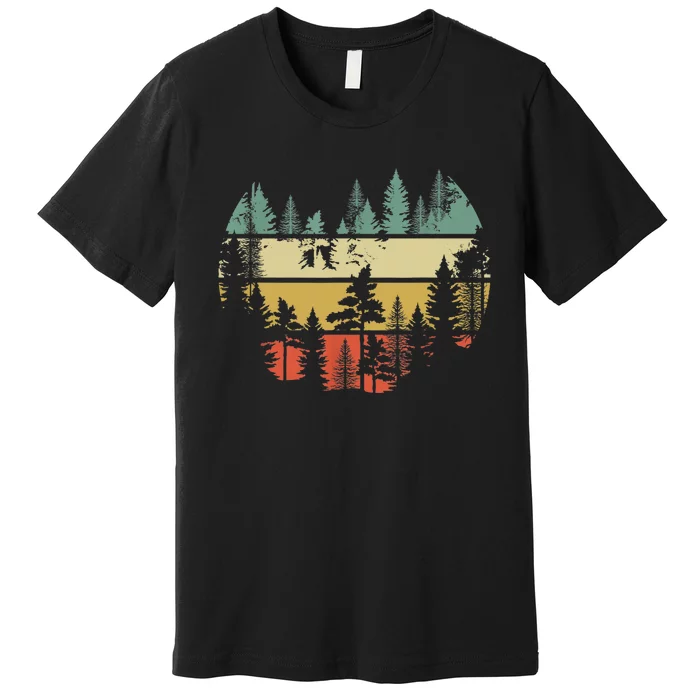 Trees Outdoors Nature Wildlife Retro Forest TShirt Premium T-Shirt