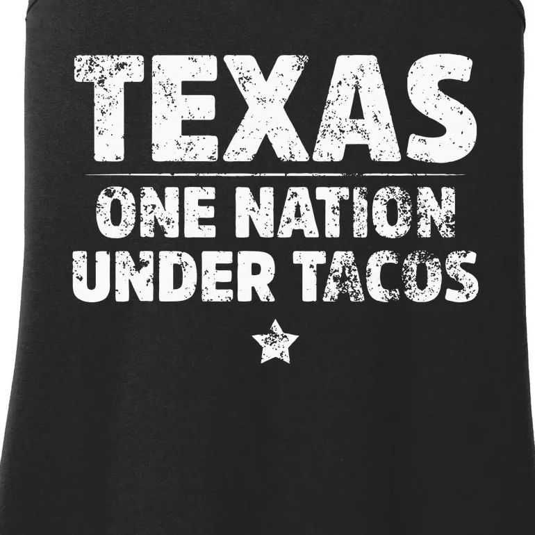 Texas One Nation Under Tacos Mexican Food Ladies Essential Tank