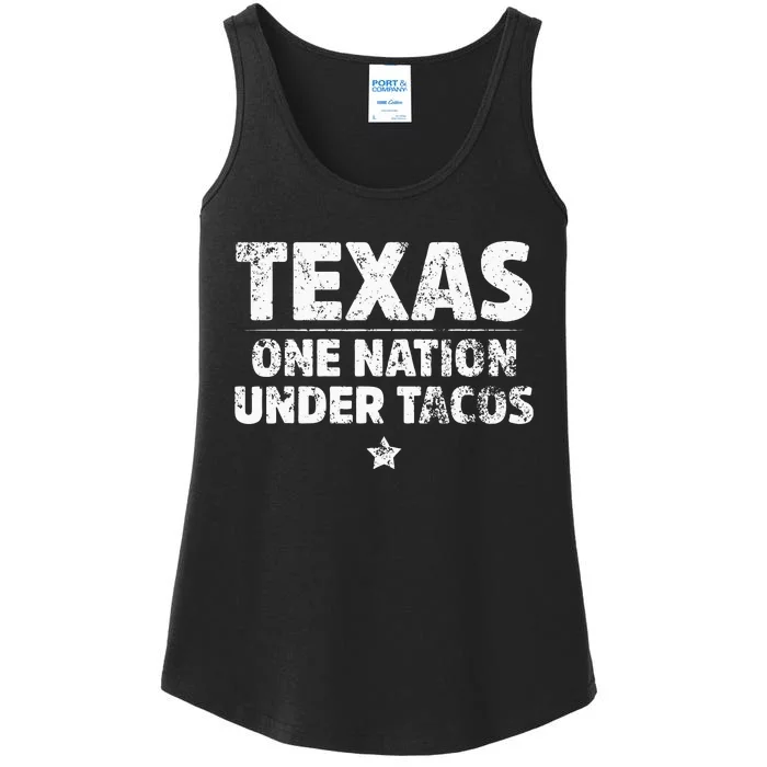 Texas One Nation Under Tacos Mexican Food Ladies Essential Tank