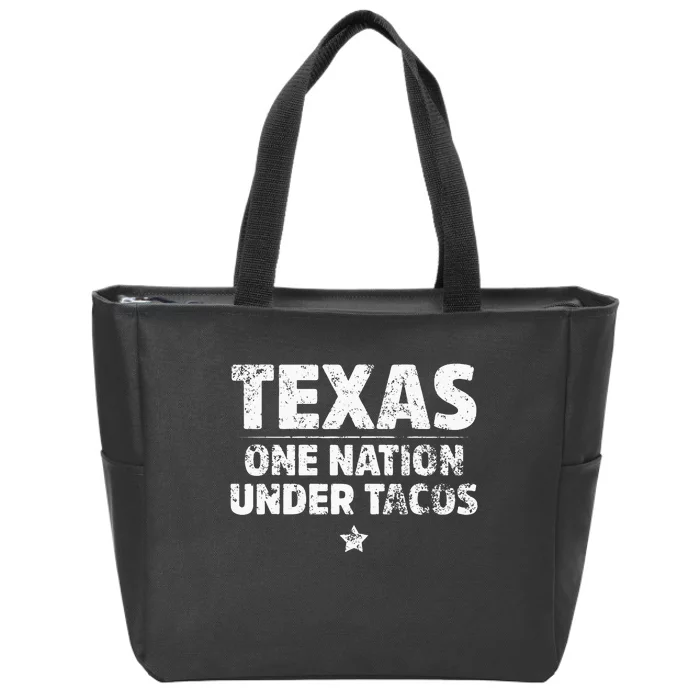 Texas One Nation Under Tacos Mexican Food Zip Tote Bag