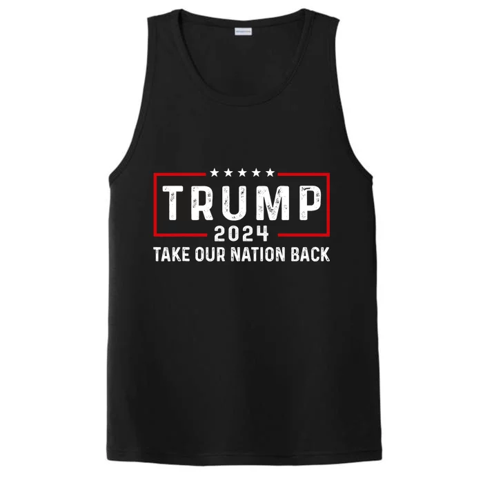 Take Our Nation Back Trump 2024 Election Pro Trump US Flag Performance Tank