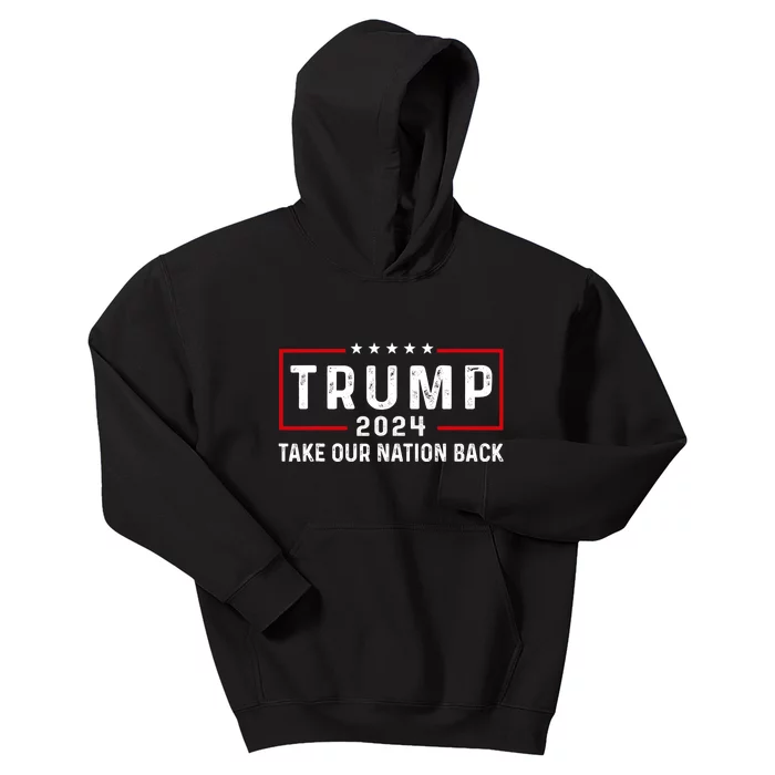 Take Our Nation Back Trump 2024 Election Pro Trump US Flag Kids Hoodie