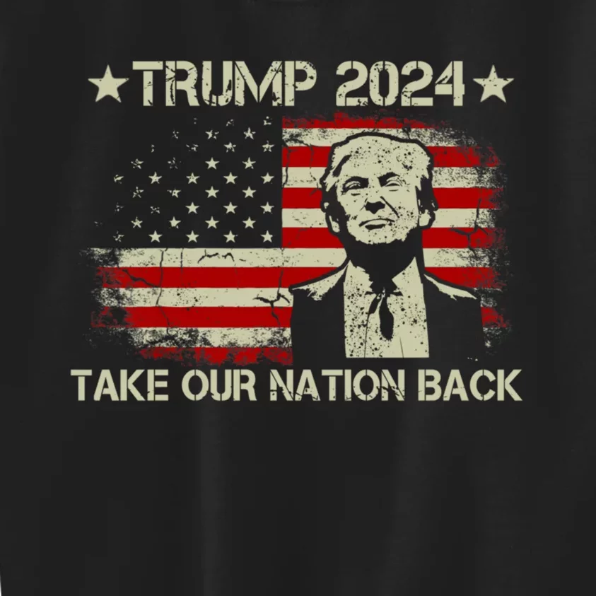 Take Our Nation Back Trump 2024 Election Pro Trump US Flag Kids Sweatshirt